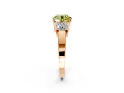 3 Stone Engagement Ring Setting for Fancy Yellow Round Cut Center with Matching Side Accents and Prong Head in Rose Gold