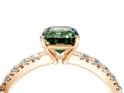 Solitaire Engagement Ring Setting for Fancy Green Emerald Cut Center with Large Accent Band and Prong Head in Rose Gold