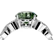 Leaf Engagement Ring Setting for Fancy Green Round Cut Center with Milgrain Accent Band and Prong Head in Sterling Silver