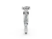 Solitaire Engagement Ring Setting for Oval Center with Graduated Shared Prongs and Prong Head in Platinum