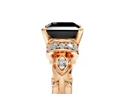 Solitaire Engagement Ring Setting for Fancy Black Princess Cut Center with Filigree Band and Prong Head in Rose Gold