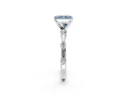 Solitaire Engagement Ring Setting for Fancy Blue Radiant Cut Center with Bezel Station Band and Prong Head in Platinum
