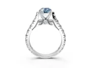 Solitaire Engagement Ring Setting for Fancy Blue Oval Center with Pave Cathedral Shoulders and Prong Head in Sterling Silver