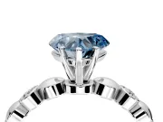 Solitaire Engagement Ring Setting for Fancy Blue Heart-Shaped Center with Beaded Bezel Station Band and Prong Head in Sterling Silver