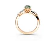 Bar-Set Engagement Ring Setting for Fancy Green Marquise Center with Tapered Baguette Accents and Prong Head in Rose Gold