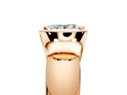 Tension Engagement Ring Setting for Princess Cut Center with Wide Flat Band and Tension Head in Rose Gold