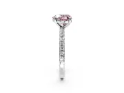 Solitaire Engagement Ring Setting for Fancy Pink Heart-Shaped Center with Fine Pave Narrow Band and Prong Head in White Gold