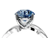 Solitaire Engagement Ring Setting for Fancy Blue Round Cut Center with Pave and Plain Crossover Band and Prong Head in Platinum