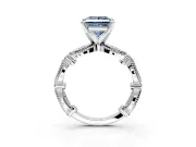 Solitaire Engagement Ring Setting for Fancy Blue Princess Cut Center with Marquise Panel Band and Prong Head in Platinum