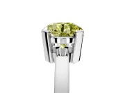 Solitaire Engagement Ring Setting for Fancy Yellow Round Cut Center with Plain Band and Flat Tab Prong Head in Platinum