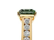 Solitaire Engagement Ring Setting for Fancy Green Asscher Cut Center with Round Cut Channel Band and Prong Head in Yellow Gold