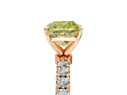 Open Basket Engagement Ring Setting for Fancy Yellow Cushion Cut Center with Pave Band and Prong Head in Rose Gold