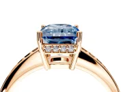 Solitaire Engagement Ring Setting for Fancy Blue Radiant Cut Center with Channel-Set Accent Band and Prong Head in Rose Gold