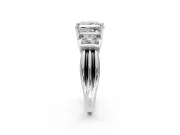 Solitaire Engagement Ring Setting for Princess Cut Center with Grooved Bar Accent Band and Prong Head in Platinum