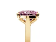 Solitaire Engagement Ring Setting for Fancy Pink Radiant Cut Center with Tapered Shoulders and Prong Head in Yellow Gold