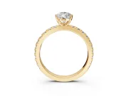 Solitaire Engagement Ring Setting for Pear-Shaped Center with Fine Pave Band and Claw Prong Head in Yellow Gold