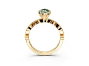 Solitaire Engagement Ring Setting for Fancy Green Marquise Center with Milgrain Bezel Accents and Prong Head in Yellow Gold