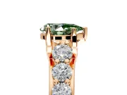 Solitaire Engagement Ring Setting for Fancy Green Pear-Shaped Center with Graduated Shared Prongs and Prong Head in Rose Gold