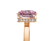 Hidden Halo Engagement Ring Setting for Fancy Pink Radiant Cut Center with Wide Flat Plain Band and Prong Head in Rose Gold