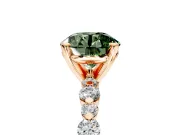 Solitaire Engagement Ring Setting for Fancy Green Round Cut Center with Alternating Size Accents and Prong Head in Rose Gold