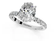 Open Basket Engagement Ring Setting for Oval Center with Pave Band and Prong Head in Sterling Silver