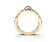 Solitaire Engagement Ring Setting for Fancy Pink Pear-Shaped Center with Wide-Open Split Shank and Prong Head in Yellow Gold