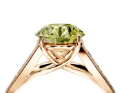 Solitaire Engagement Ring Setting for Fancy Yellow Round Cut Center with Cathedral Channel Band and Prong Head in Rose Gold