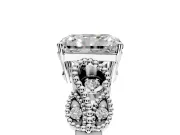 Leaf Engagement Ring Setting for Princess Cut Center with Milgrain Accent Band and Prong Head in Sterling Silver