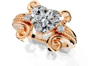 Solitaire Engagement Ring Setting for Heart-Shaped Center with Twisted Band and Scroll Prong Head in Rose Gold