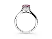 Solitaire Engagement Ring Setting for Fancy Pink Heart-Shaped Center with Narrow Cathedral Band and Prong Head in Platinum