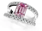 Solitaire Engagement Ring Setting for Fancy Pink Emerald Cut Center with Wide-Open Split Shank and Prong Head in Platinum