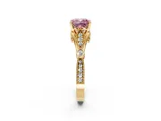 Solitaire Engagement Ring Setting for Fancy Pink Cushion Cut Center with Marquise and Bezel Accents and Prong Head in Yellow Gold