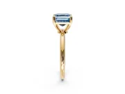 Minimalist Solitaire Engagement Ring Setting for Fancy Blue Asscher Cut Center with Thin Band and Prong Head in Yellow Gold