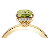 Solitaire Engagement Ring Setting for Fancy Yellow Radiant Cut Center with Fine Wire Band and Prong Head in Yellow Gold