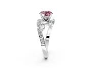 Solitaire Engagement Ring Setting for Fancy Pink Round Cut Center with Pave Bypass Twist Band and Prong Head in Sterling Silver