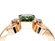 Solitaire Engagement Ring Setting for Fancy Green Radiant Cut Center with Twisted Band and Scroll Prong Head in Rose Gold