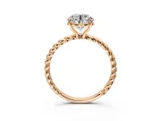 Solitaire Engagement Ring Setting for Round Cut Center with Plain Twisted Rope Band and Prong Head in Rose Gold