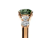 5 Stone Engagement Ring Setting for Fancy Green Cushion Cut Center with Equal Close-Set Accents and Prong Head in Rose Gold