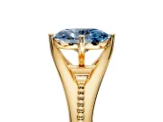 Solitaire Engagement Ring Setting for Fancy Blue Oval Center with Milgrain Cathedral Band and Prong Head in Yellow Gold