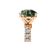 Open Basket Engagement Ring Setting for Fancy Green Round Cut Center with Pave Band and Prong Head in Rose Gold