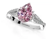Solitaire Engagement Ring Setting for Fancy Pink Pear-Shaped Center with Twisted Pave Split Shank and Prong Head in Platinum