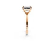 Minimalist Solitaire Engagement Ring Setting for Emerald Cut Center with Thin Band and Prong Head in Rose Gold