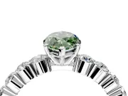 Shared-Prong Engagement Ring Setting for Fancy Green Marquise Center with Graduated Accents and Prong Head in Platinum