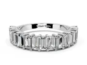 Baguette Lab-Grown Diamond Half Eternity Wedding Band with Shared-Prong Setting in Platinum
