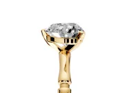 Solitaire Engagement Ring Setting for Heart-Shaped Center with Bamboo Band and Prong Head in Yellow Gold
