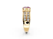 Bezel Engagement Ring Setting for Fancy Pink Cushion Cut Center with Wide Channel-Set Band and Bezel Head in Yellow Gold