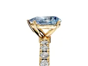 Open Basket Engagement Ring Setting for Fancy Blue Pear-Shaped Center with Pave Band and Prong Head in Yellow Gold
