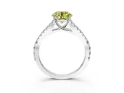 Solitaire Engagement Ring Setting for Fancy Yellow Round Cut Center with Pave Split Shank and Prong Head in Sterling Silver