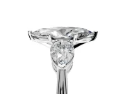 3 Stone Engagement Ring Setting for Marquise Center with Large Pear-Shaped Accents and Prong Head in Sterling Silver
