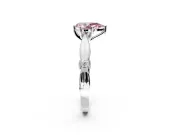 Solitaire Engagement Ring Setting for Fancy Pink Pear-Shaped Center with Carved Leaf Shoulders and Prong Head in White Gold
